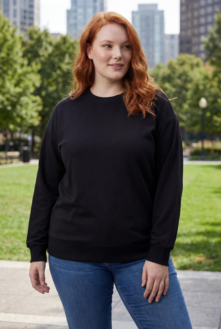 Kadın Büyük Beden Basic Siyah Sweatshirt