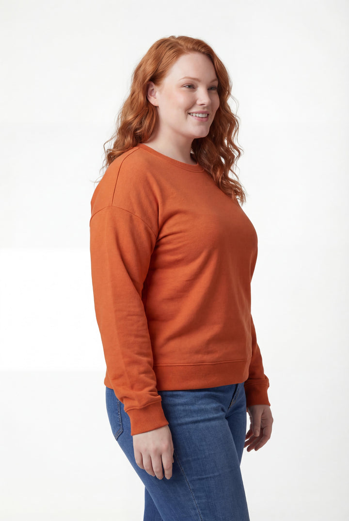 Kadın Büyük Beden Basic Turuncu Sweatshirt