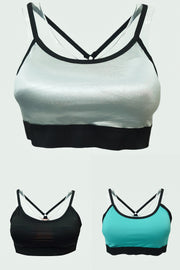 Kadın Spor Bralet 3'lü Paket Turkuaz-Gümüş-Siyah