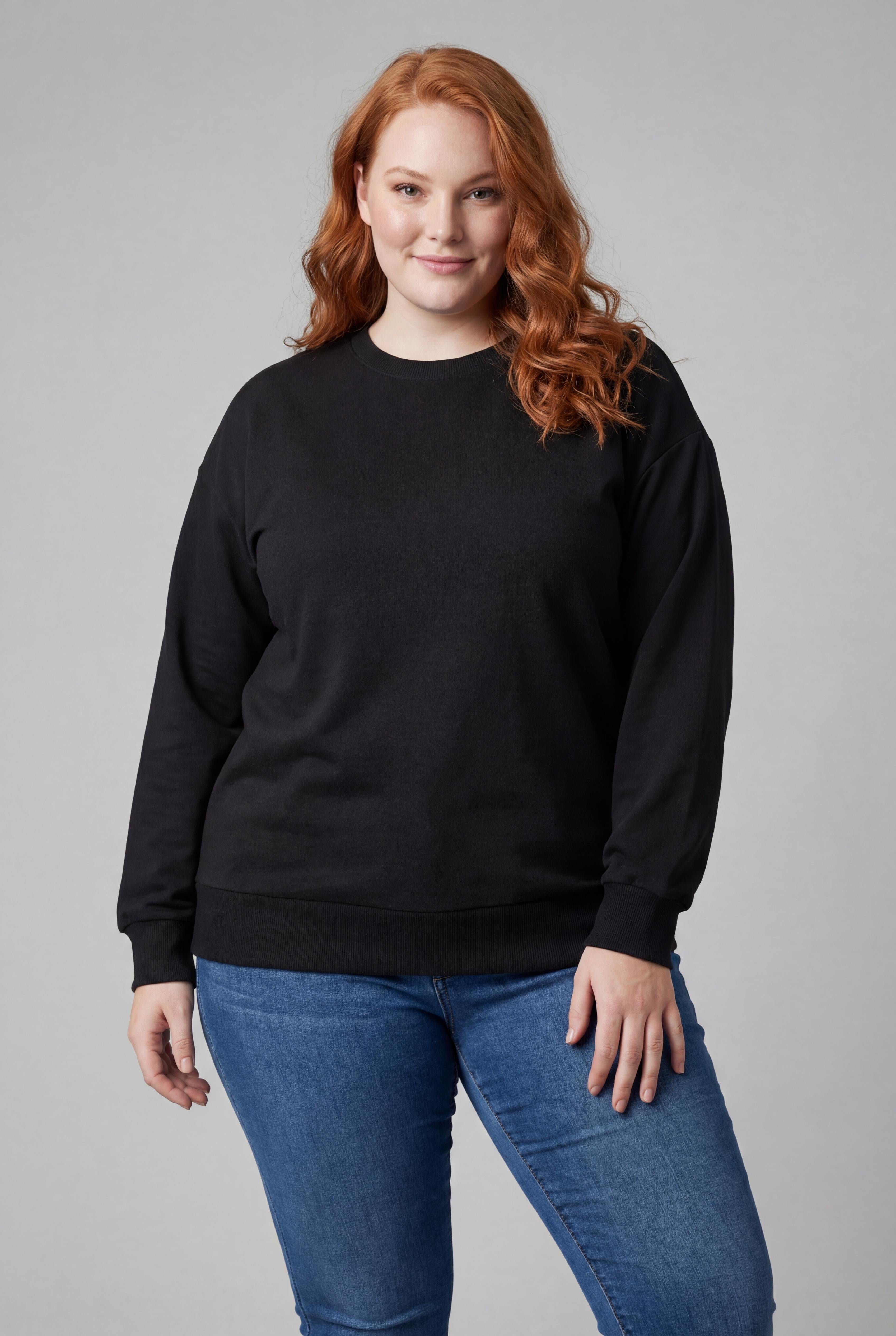 Kadın Büyük Beden Basic Siyah Sweatshirt