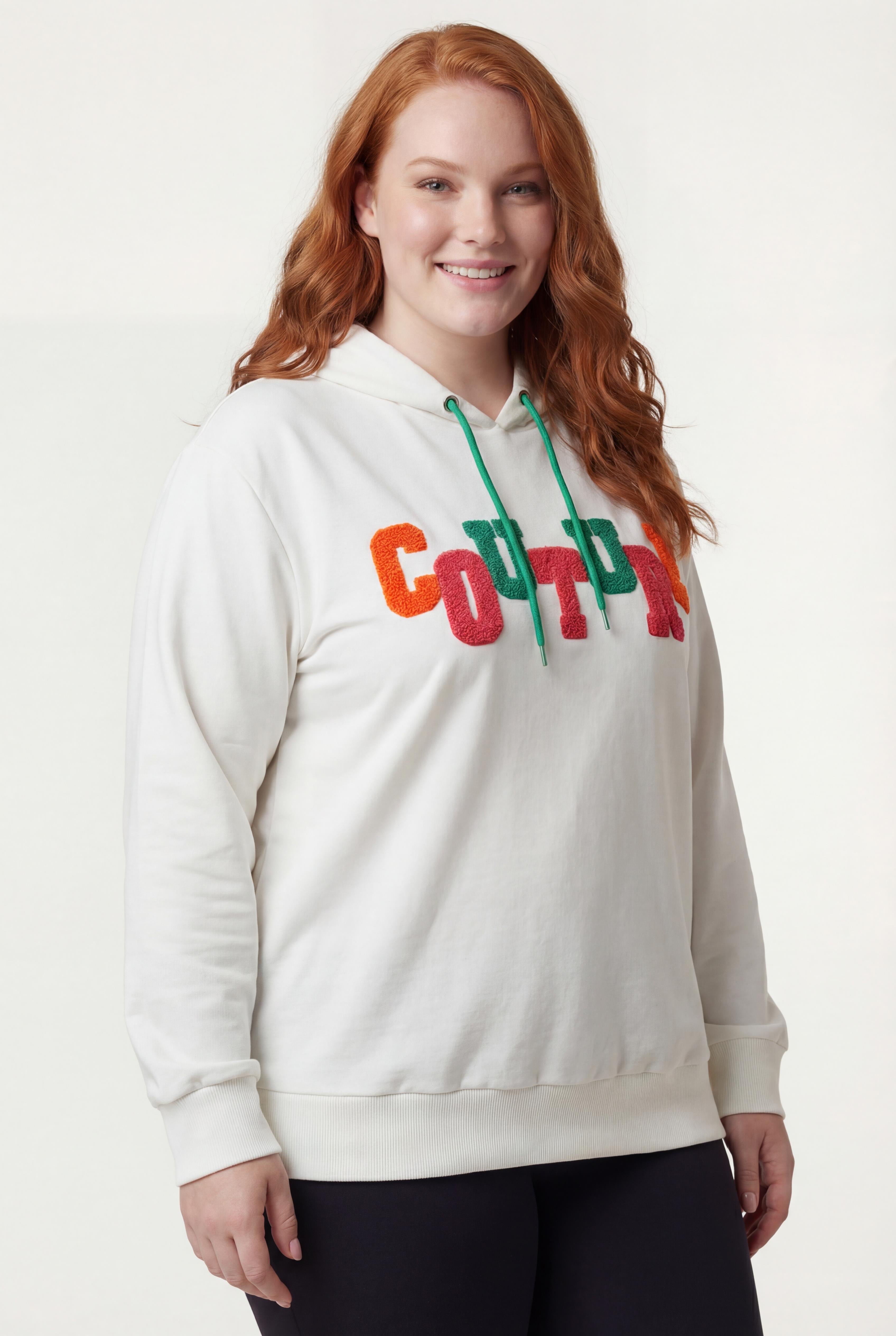 Kadın Büyük Beden Couture Yazılı Beyaz Sweatshirt