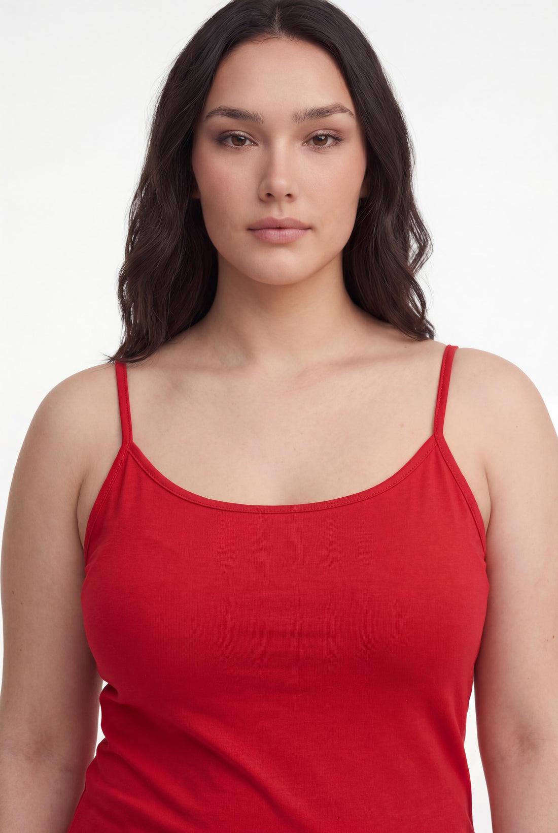 Kadın Büyük Beden İp Askılı Örme Kırmızı Bluz