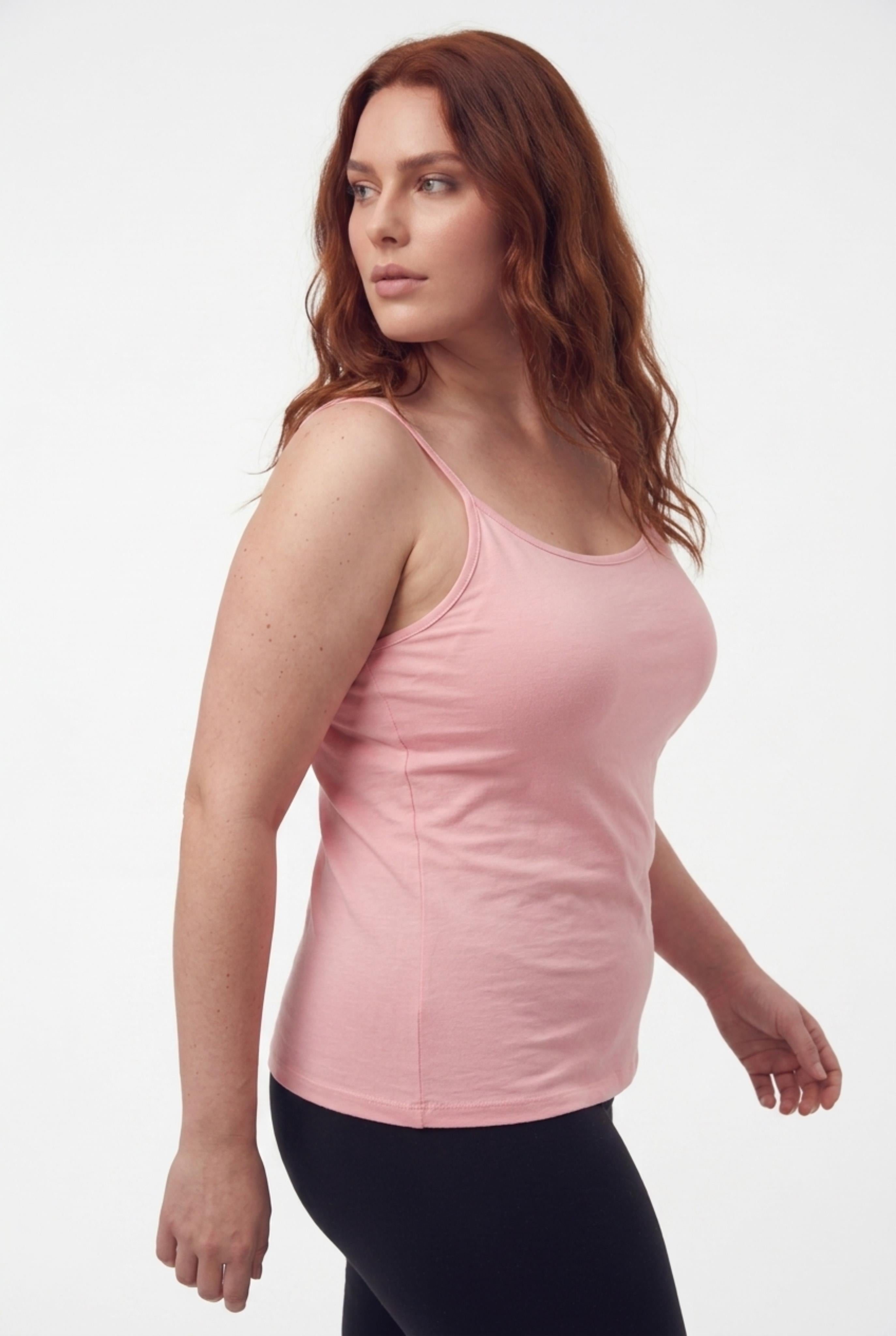 Kadın Büyük Beden İp Askılı Örme Pudra Bluz