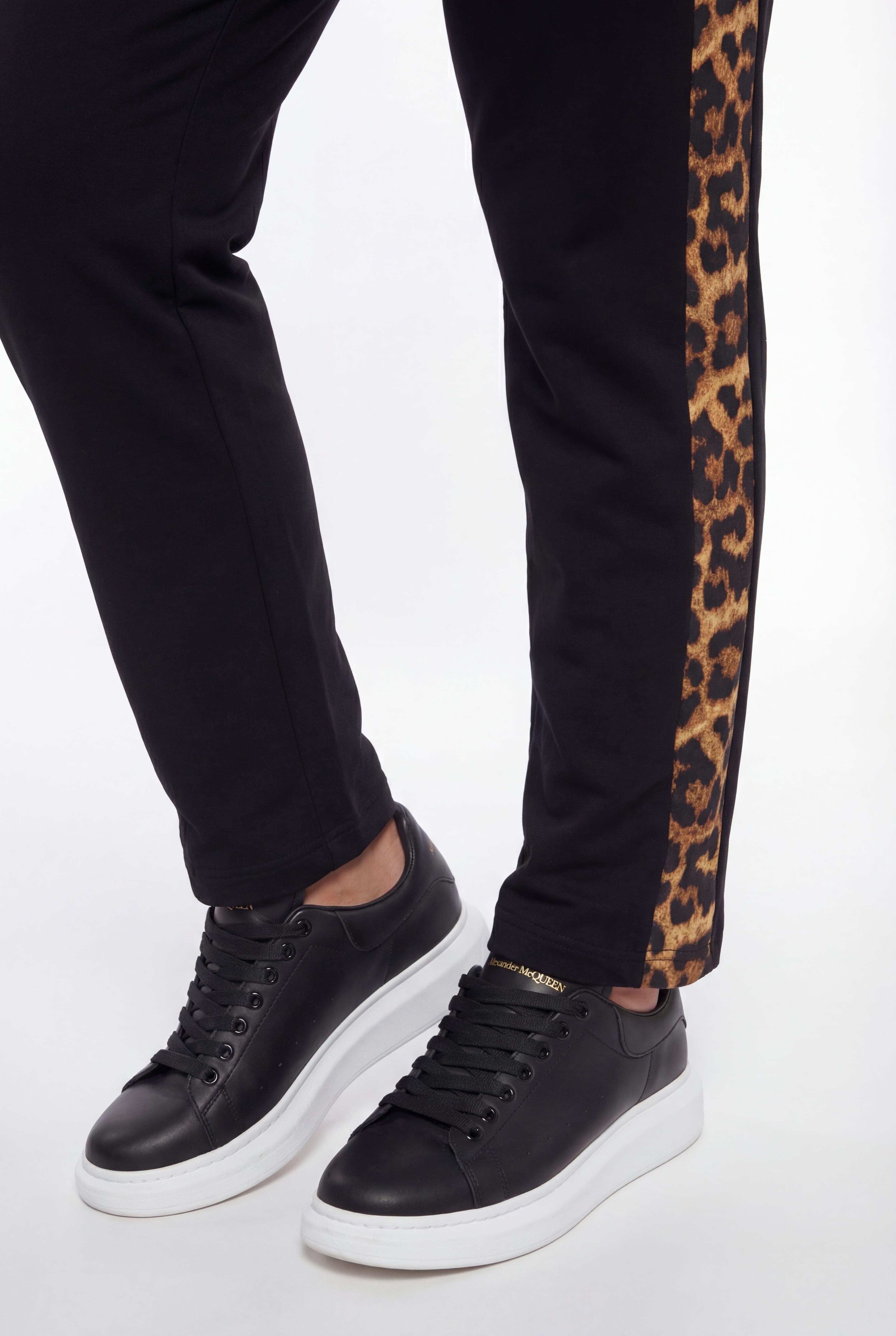 Kadın Büyük Beden Leopar Desenli Kapüşonlu Eşofman Takımı